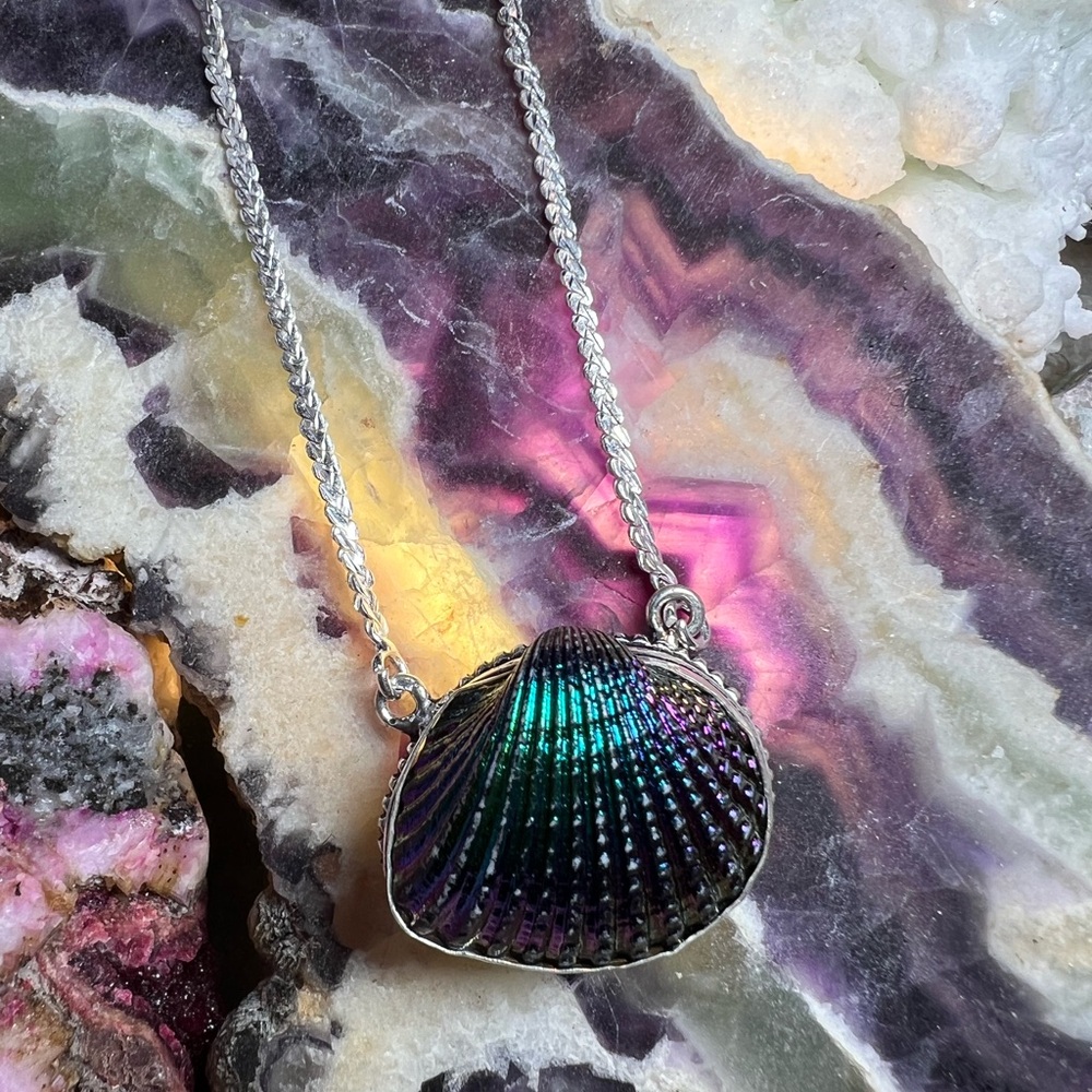 Titanium aura sea shell necklace
